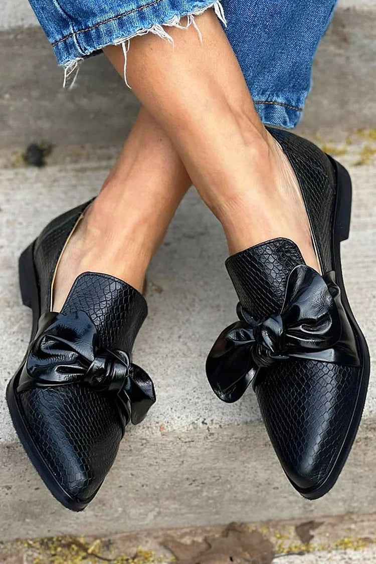 Aliénor | Mocassins noirs à nœud brillant