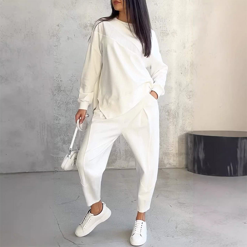 Amanda | Long-sleeved sweatshirt and pants with an asymmetrical hem