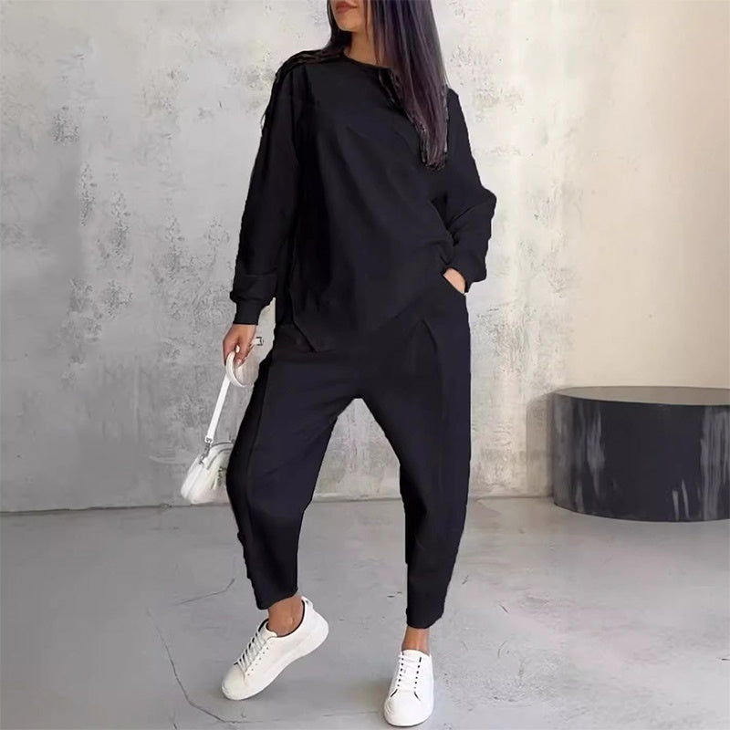 Amanda | Long-sleeved sweatshirt and pants with an asymmetrical hem