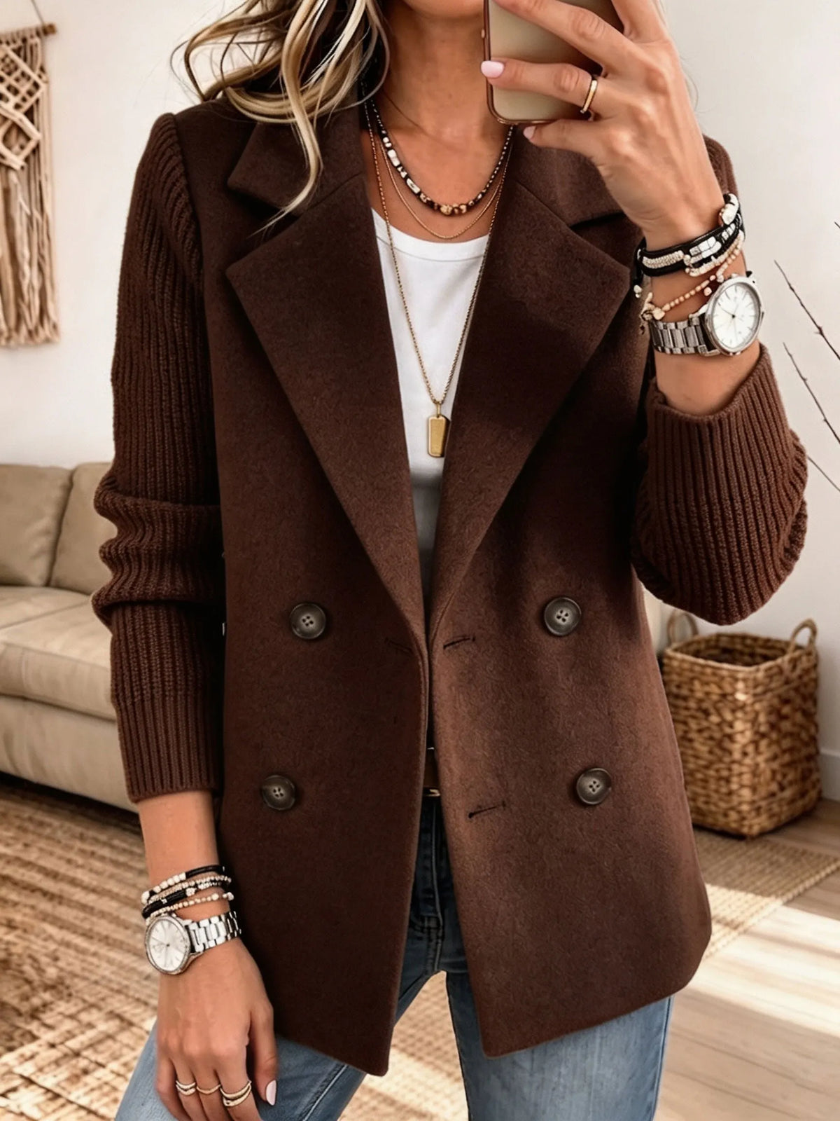 Lucile | Blazer bicolore à manches en maille