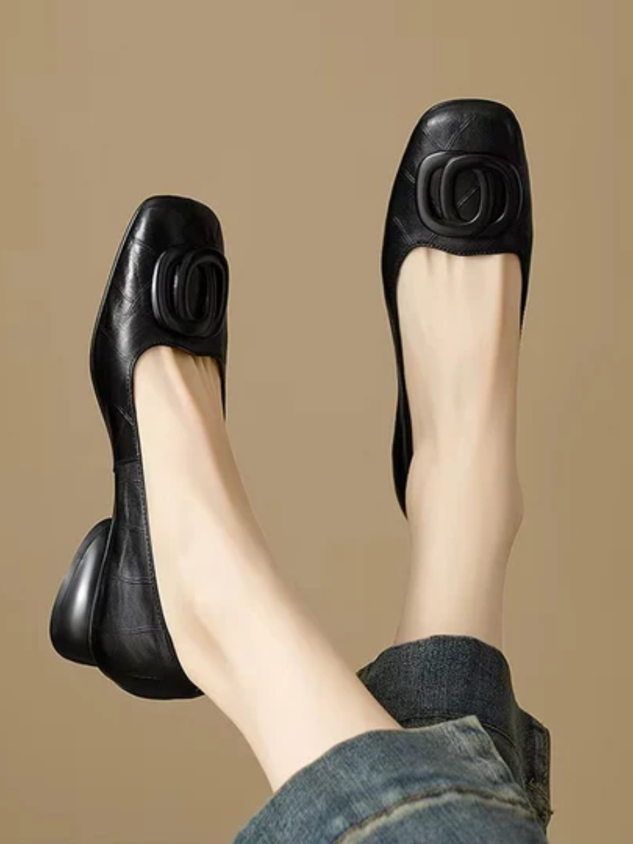 Chiara | Vegan Leather Square-Toe Ballet Flats