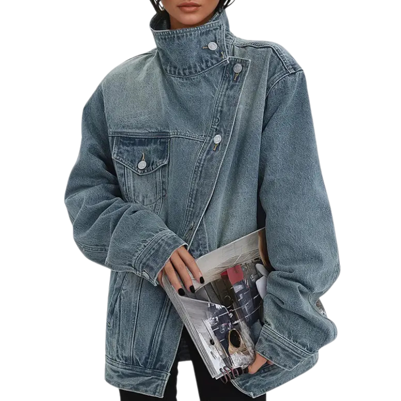 SKYE™ | Vintage Washed High Neck Asymmetric Jacket