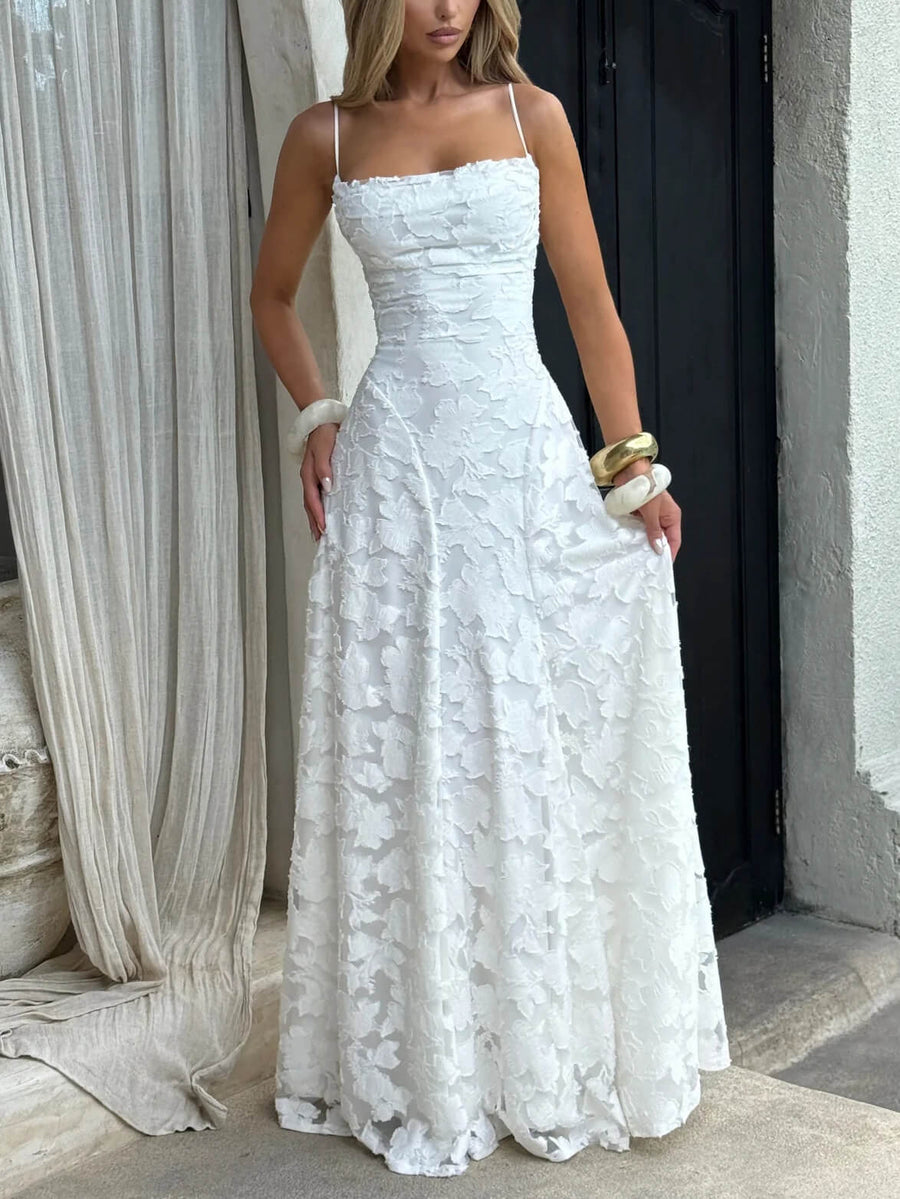 Soraya | Robe de soirée luxueuse en jacquard à encolure droite