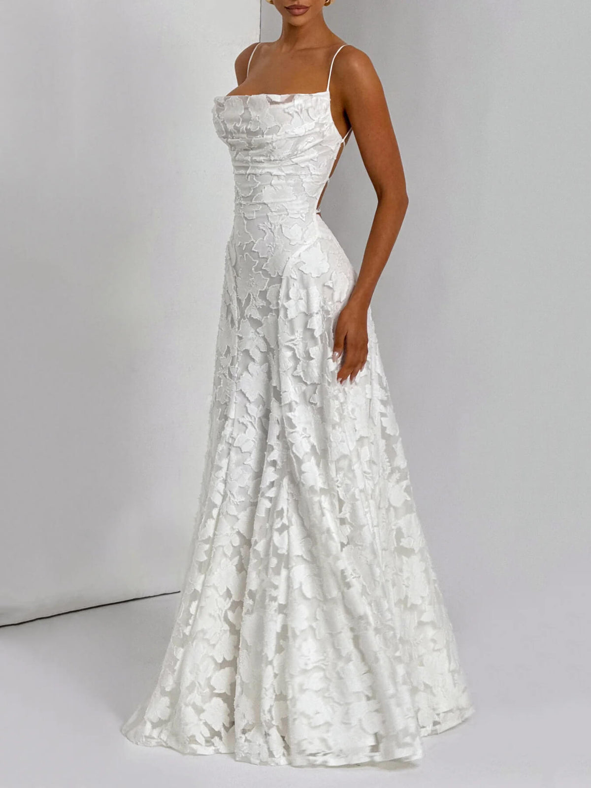 Soraya | Robe de soirée luxueuse en jacquard à encolure droite