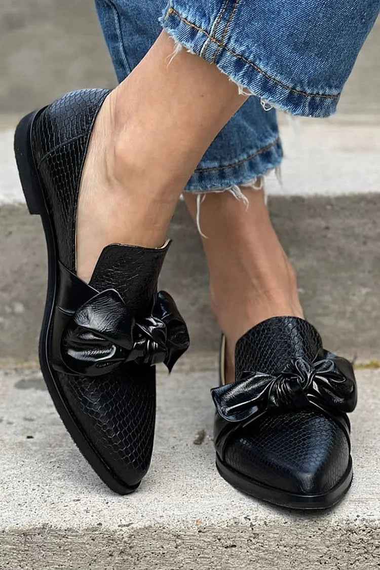 Aliénor | Mocassins noirs à nœud brillant