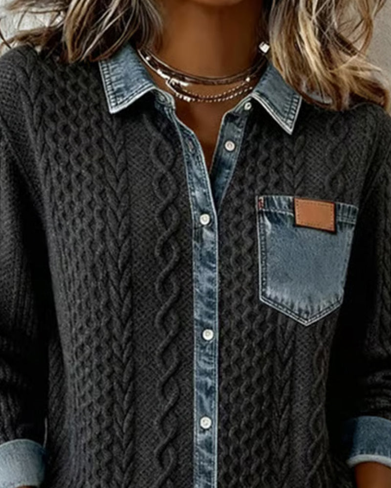 Lyséa | Chemise en denim et maille cosy