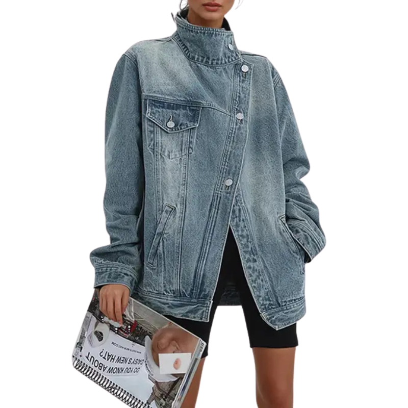 SKYE™ | Vintage Washed High Neck Asymmetric Jacket