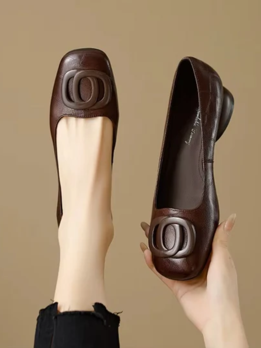Chiara | Vegan Leather Square-Toe Ballet Flats