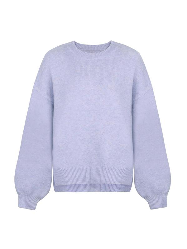 Harriet - Women's Drop Shoulder Split Hem Round Neck Sweater