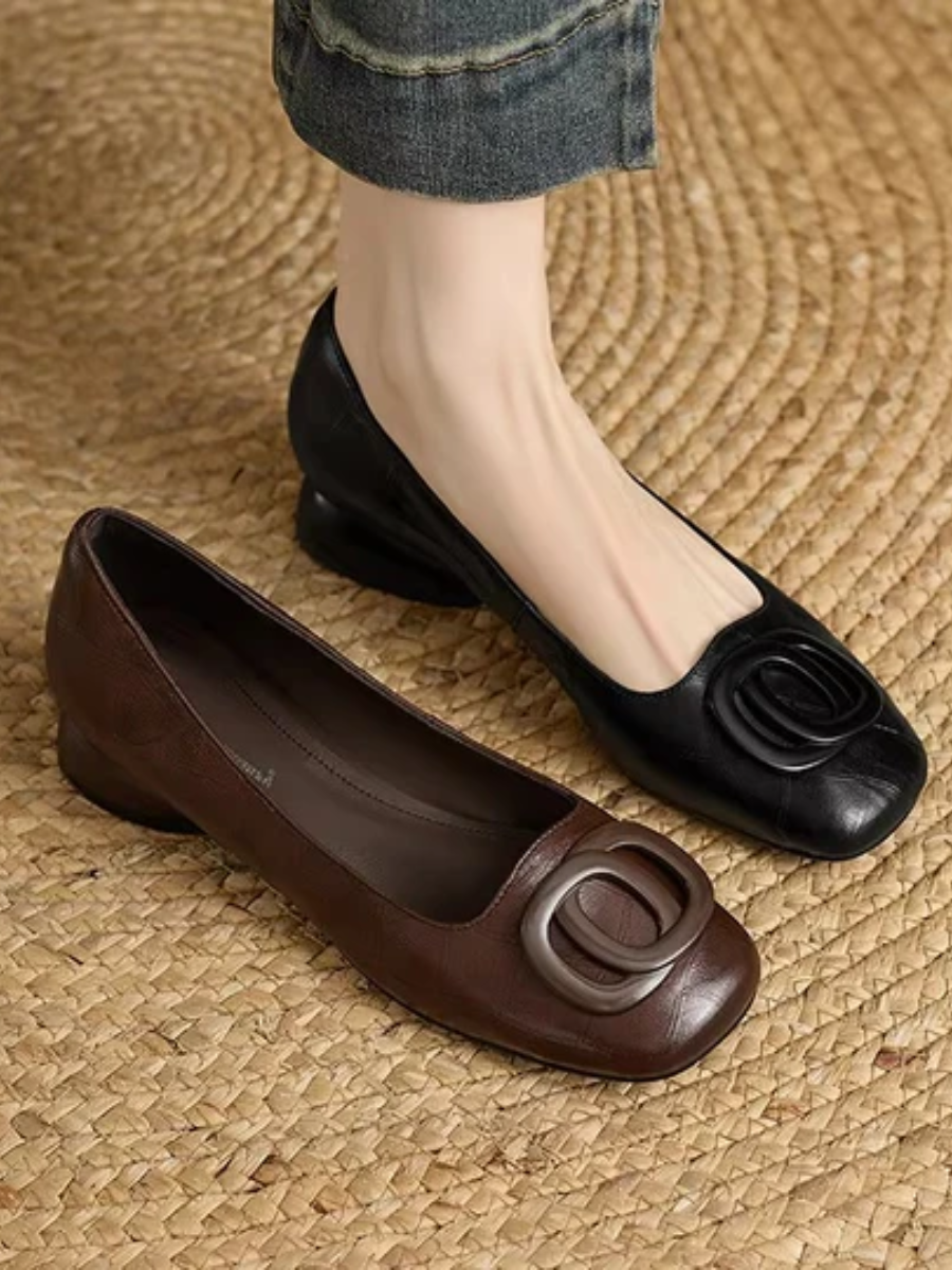 Chiara | Vegan Leather Square-Toe Ballet Flats