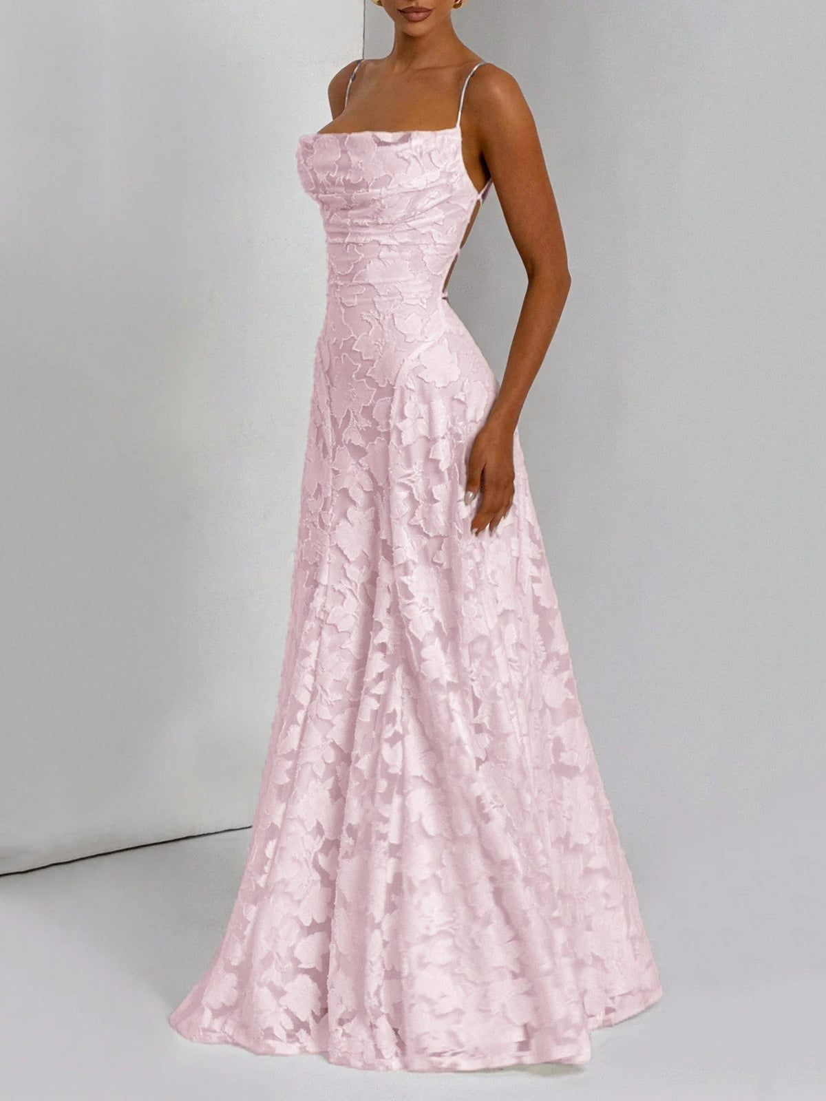 Soraya | Robe de soirée luxueuse en jacquard à encolure droite