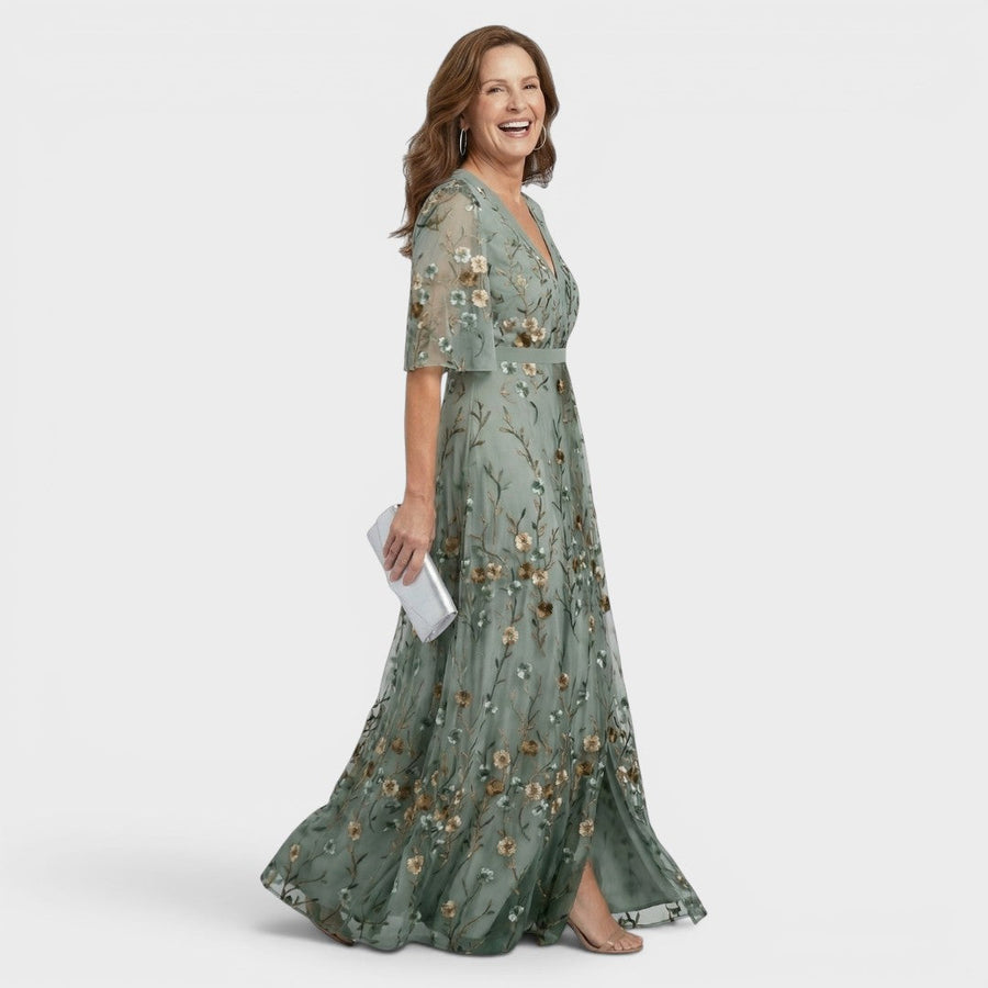Adèle | Robe longue fluide col halter chic