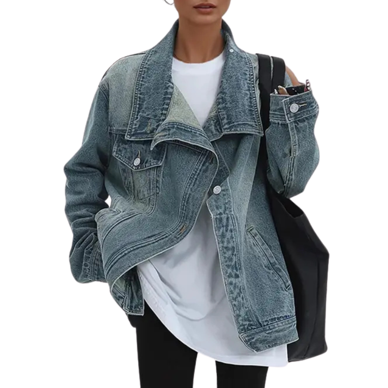 SKYE™ | Vintage Washed High Neck Asymmetric Jacket