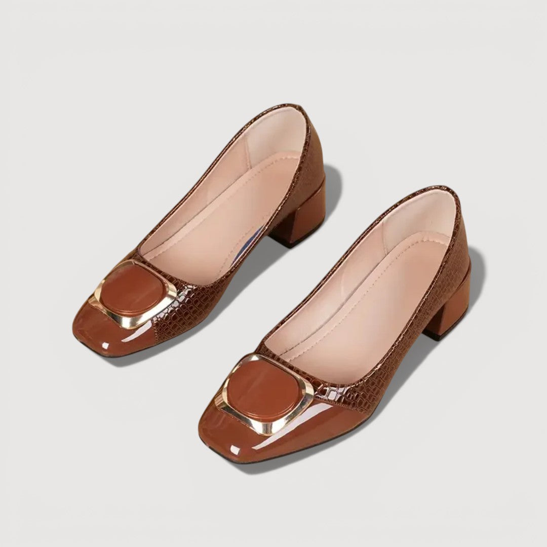 Livana | Escarpins croco à talon bloc