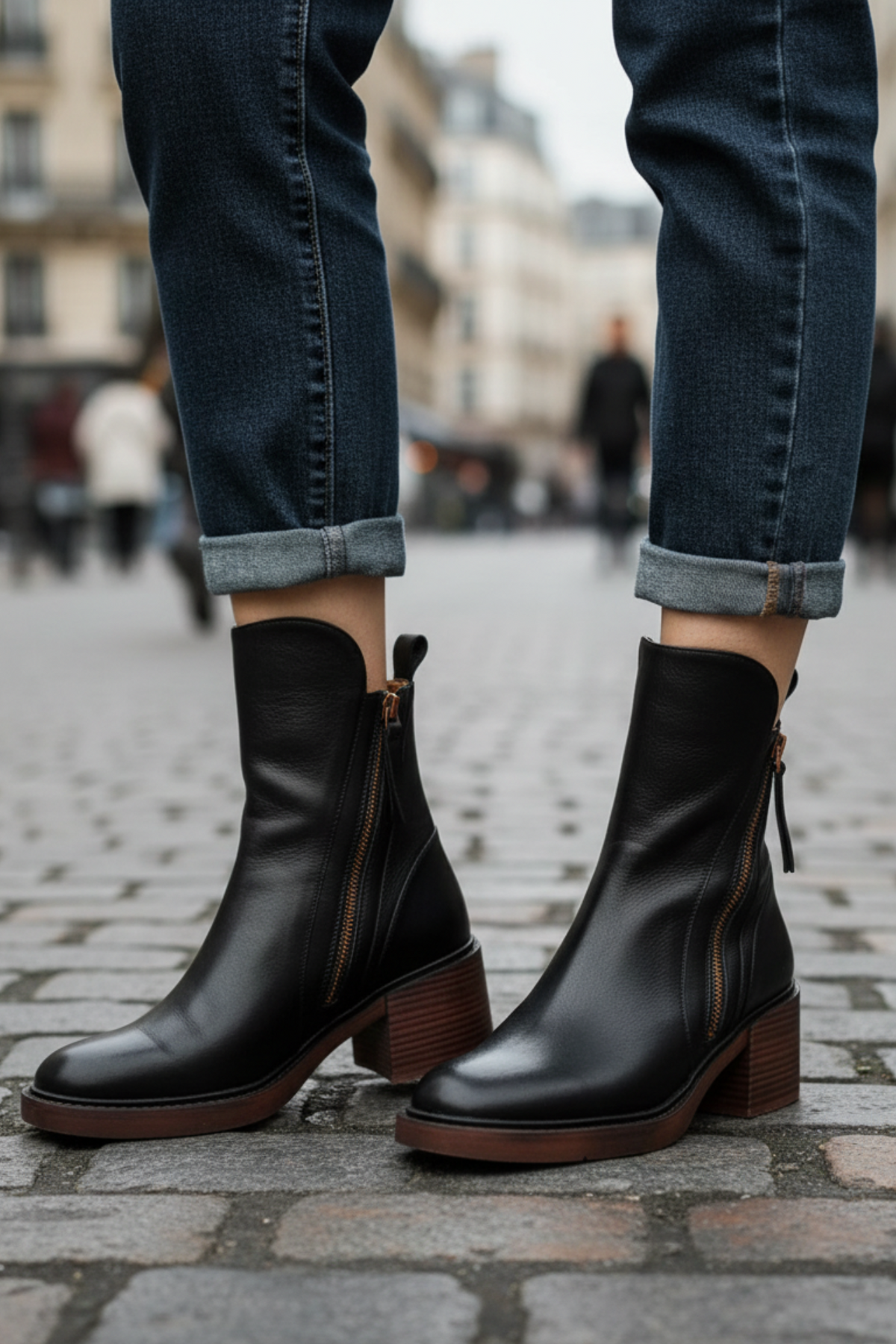 Léonie | Bottines en cuir à talon confortable