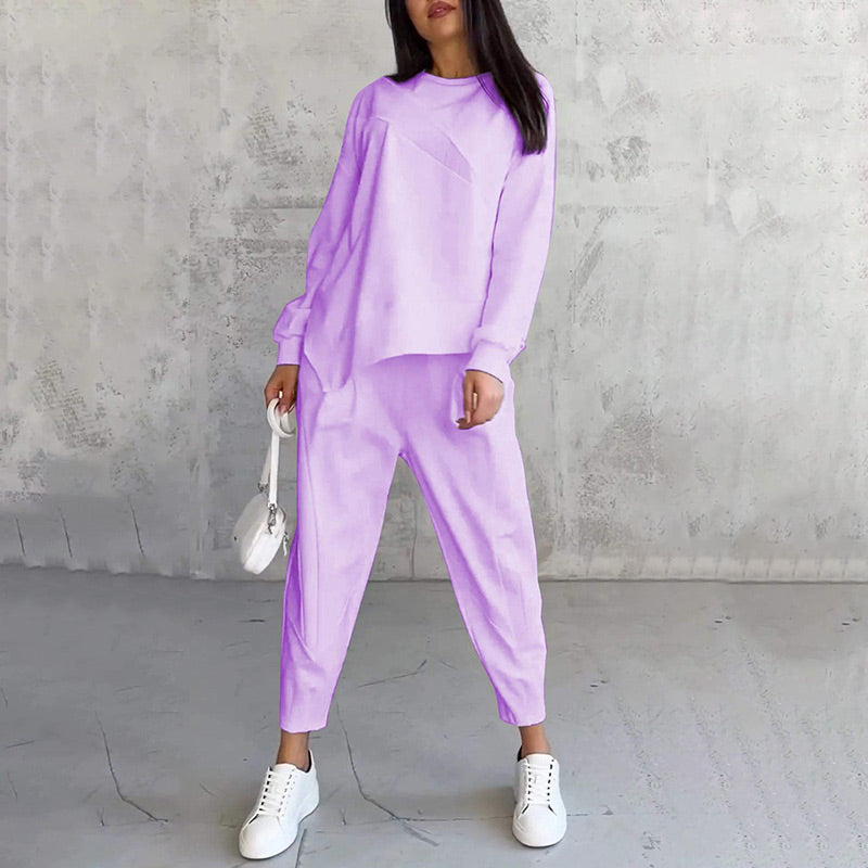 Amanda | Long-sleeved sweatshirt and pants with an asymmetrical hem