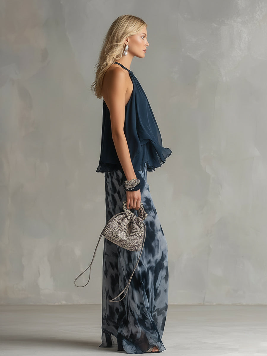 Vivienne | Ensemble élégant top volanté & pantalon large