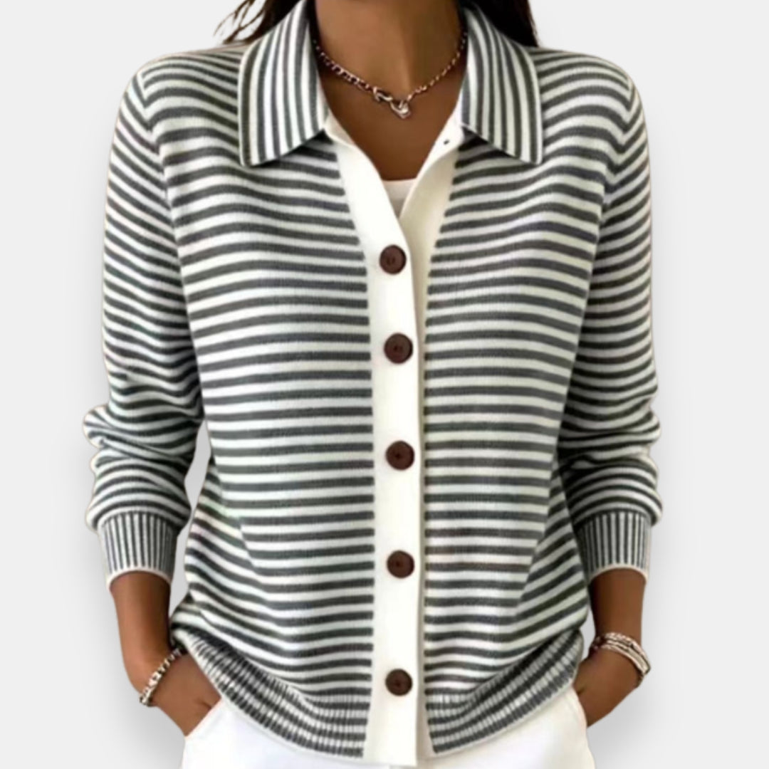 Valentine | Cardigan boutonné rayé
