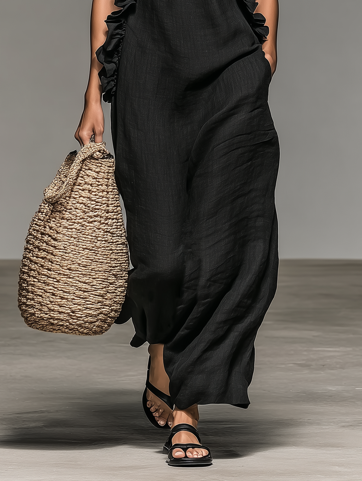 Rosalie | Robe maxi à volants et poches élégantes