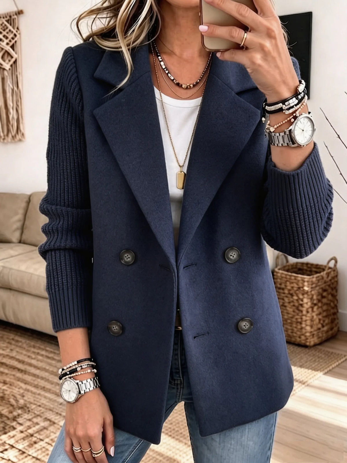 Lucile | Blazer bicolore à manches en maille