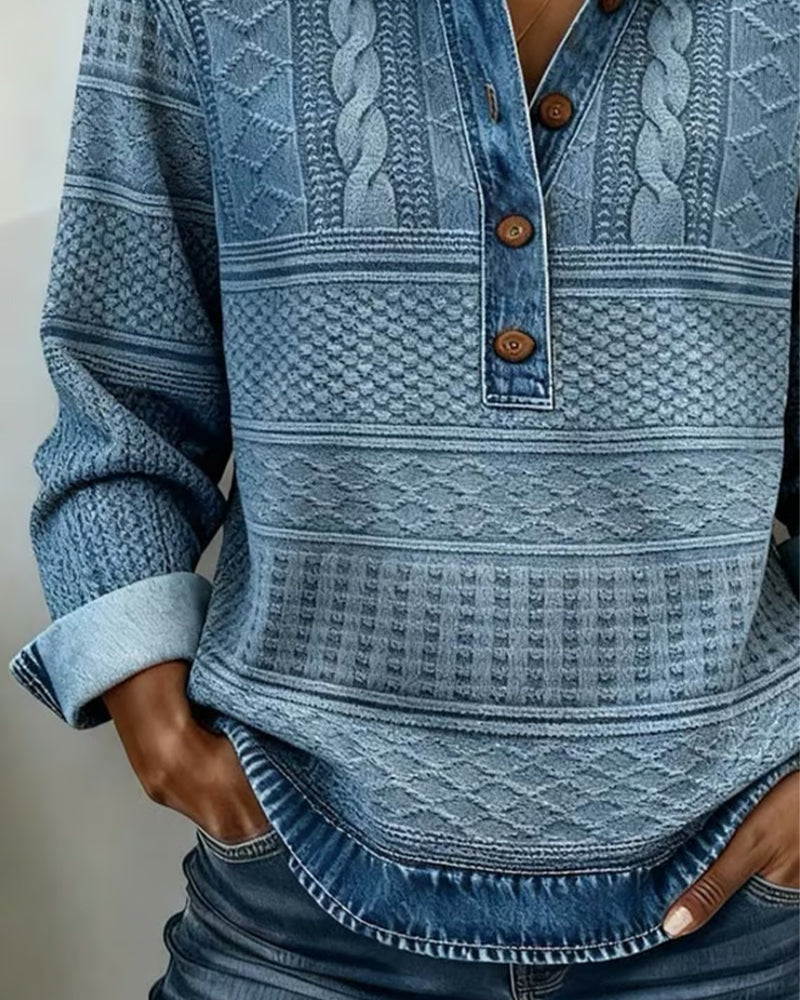 Émilie | Pull texturé à col boutonné