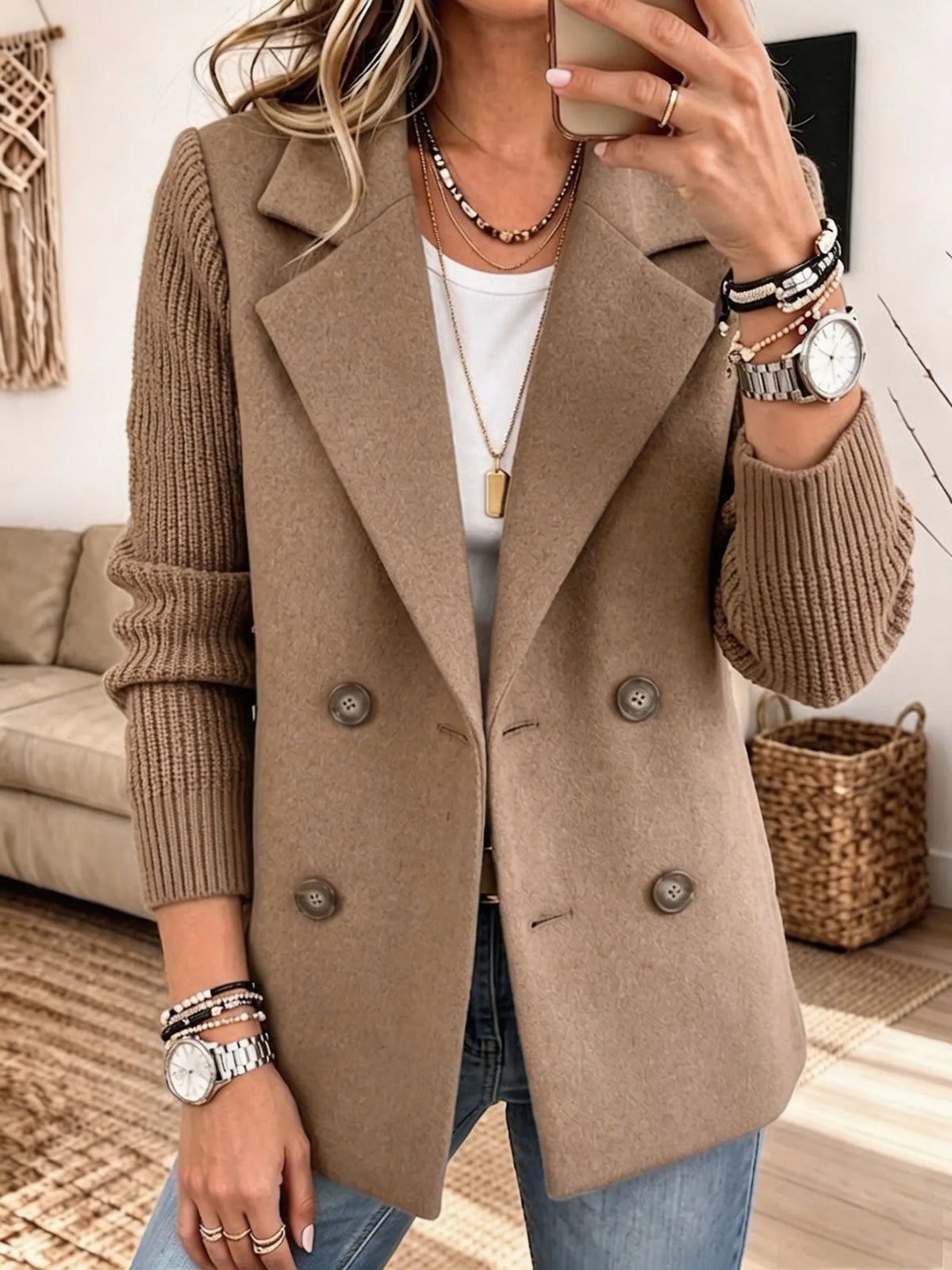 Lucile | Blazer bicolore à manches en maille