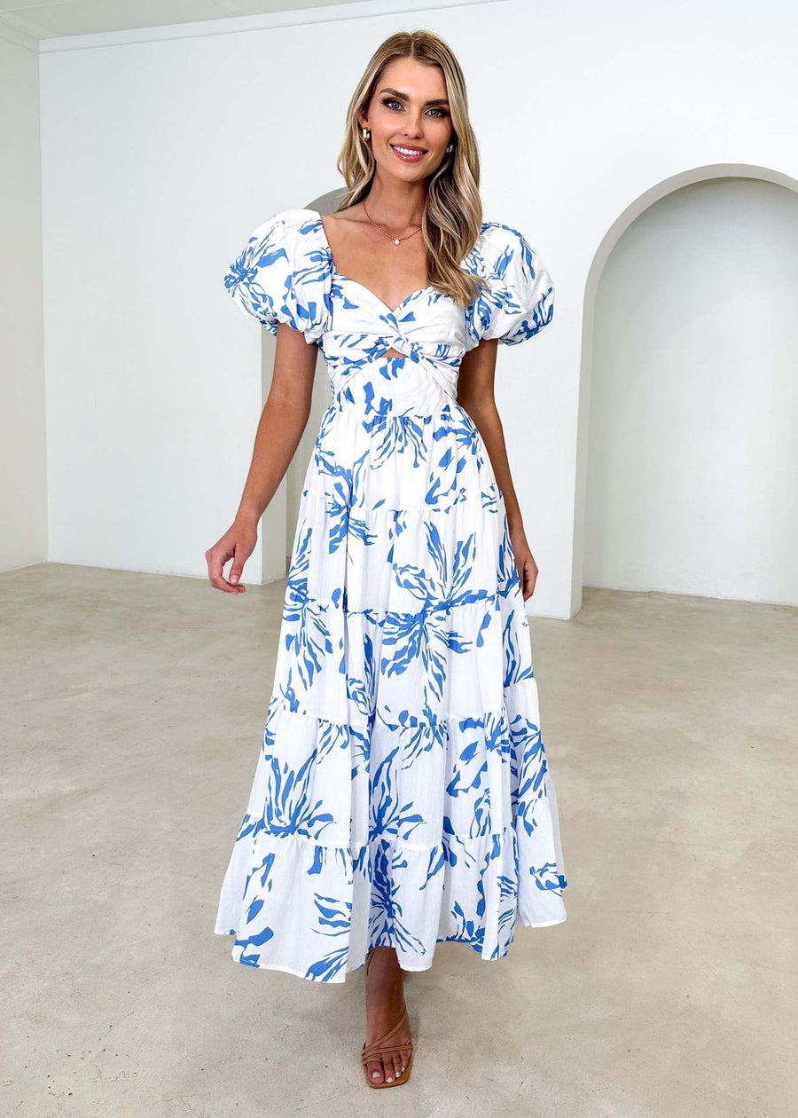 Isla | Robe longue à imprimé avec découpe à la taille