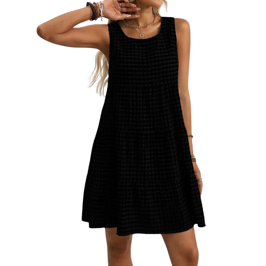 Wyla | Robe sans manches à carreaux et volants