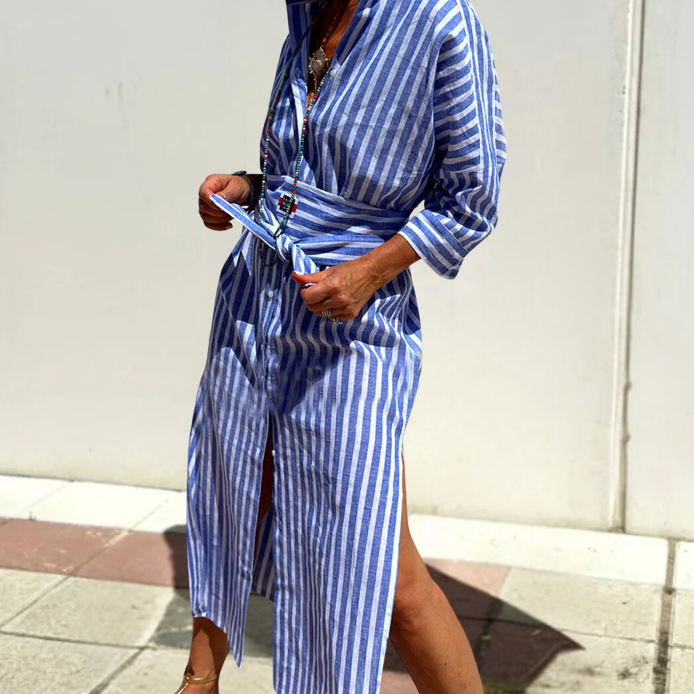 Noa | Relaxed Striped Shirt Midi Dress
