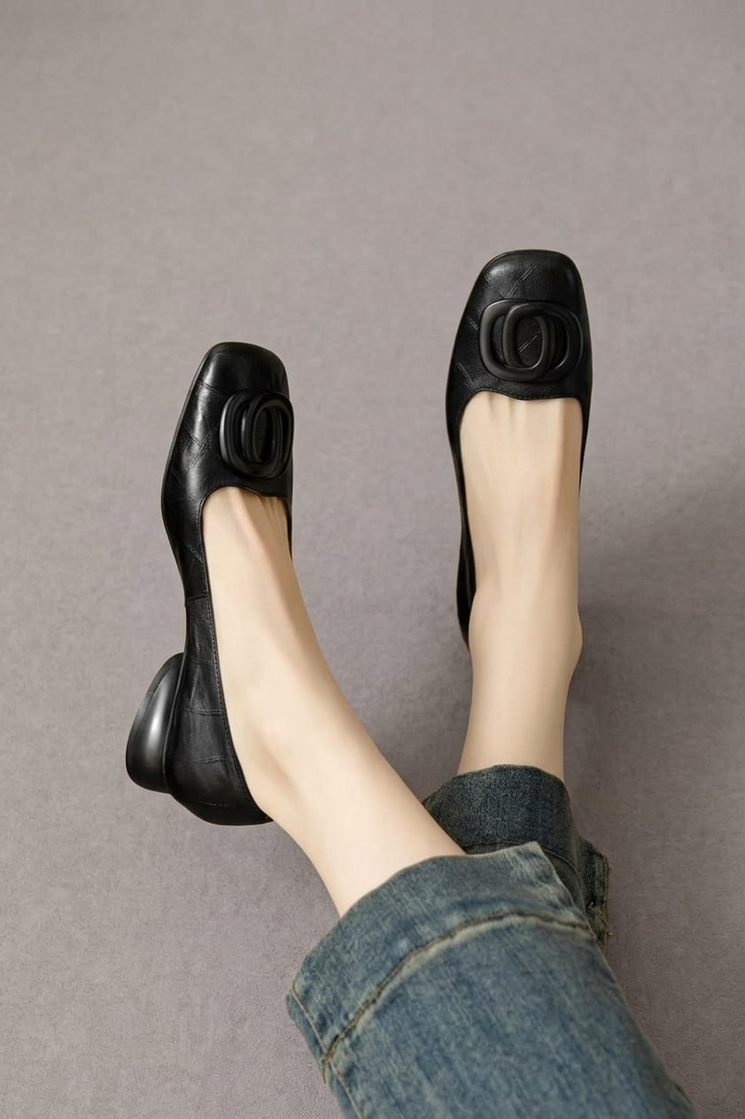 Chiara | Vegan Leather Square-Toe Ballet Flats