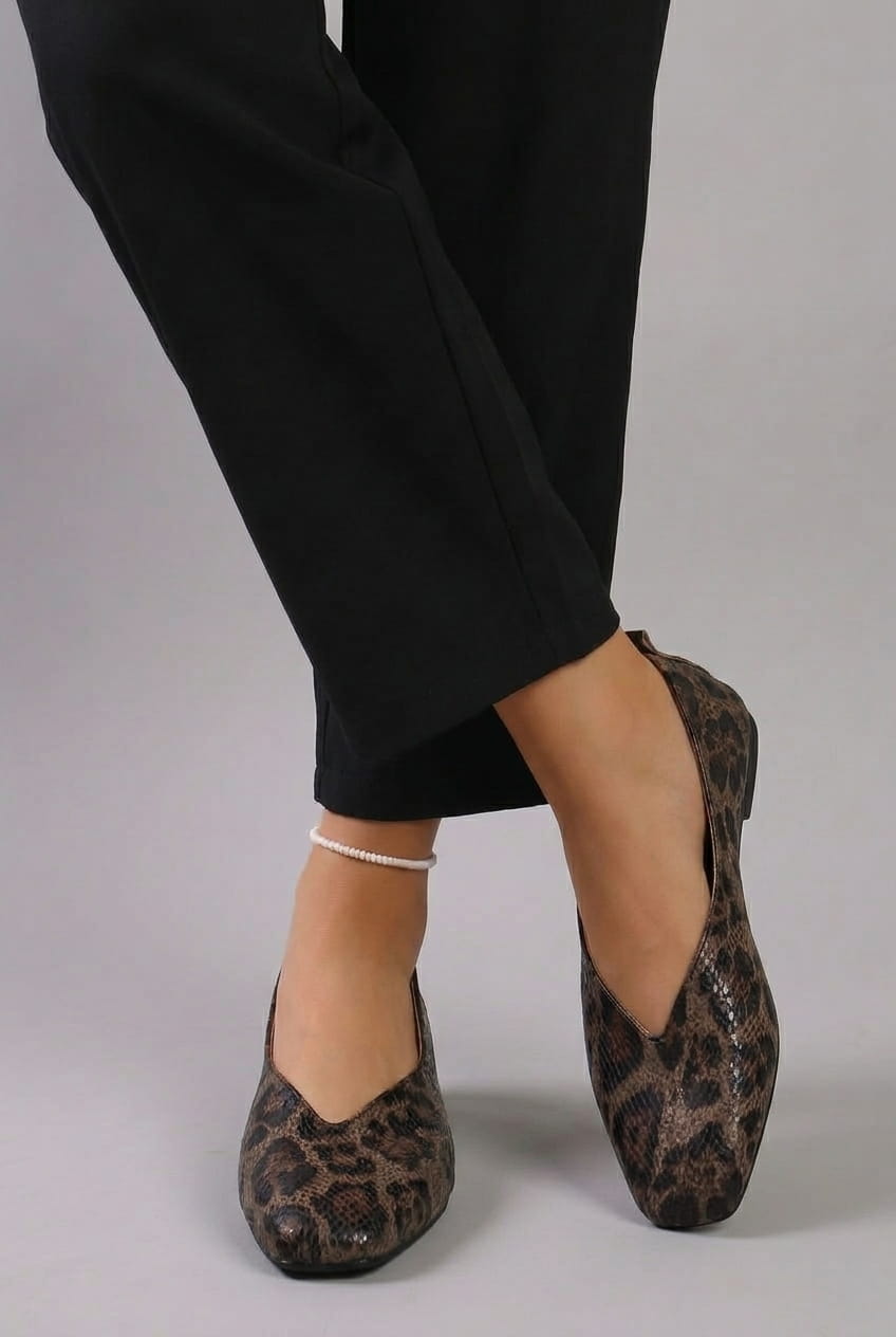 Livia | Leopard Print Square-Toe Ballet Flats