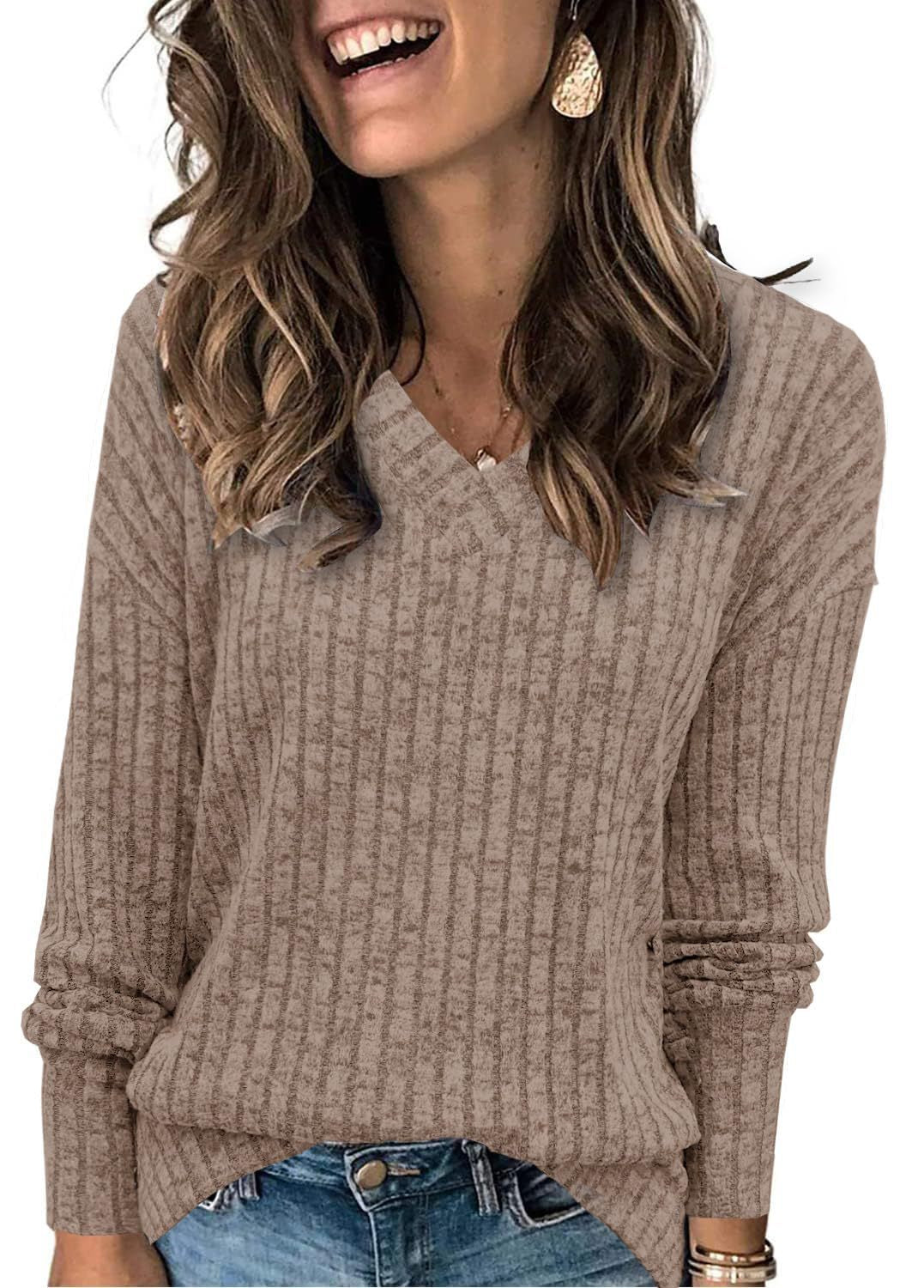 Eva - Women V Neck Oversized Lightweight Knit Sweater