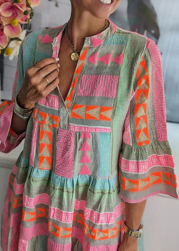 Ava | Chic V-Neck Hemp Summer Dress