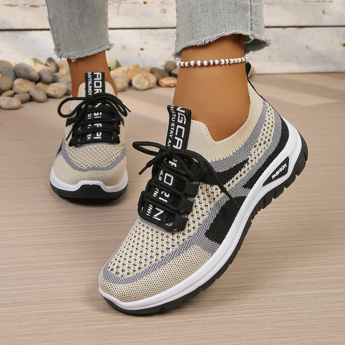 Greta | Two-Tone Breathable Mesh Sneakers