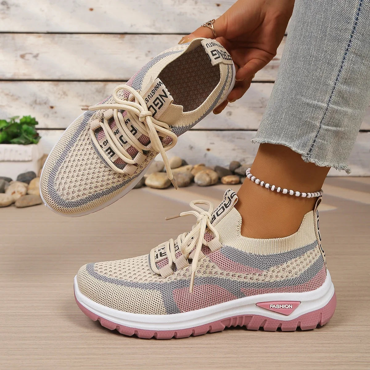 Greta | Two-Tone Breathable Mesh Sneakers