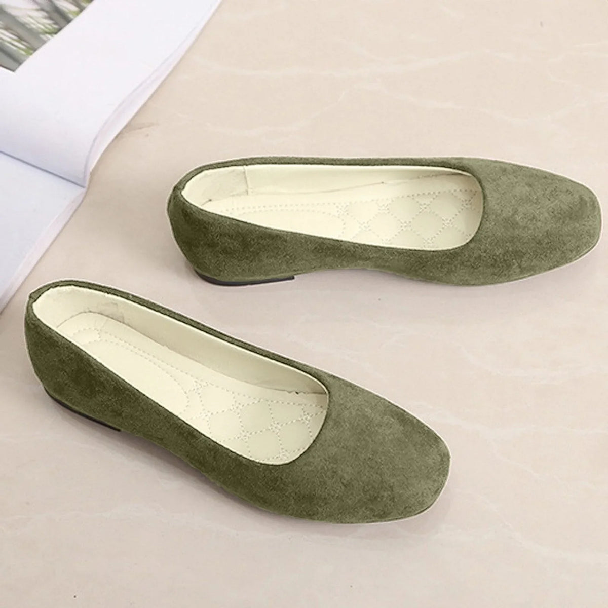 Ginevra | Basic Suede Ballet Flats with Square Toe