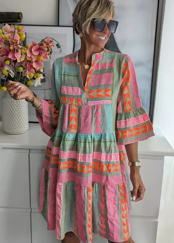 Ava | Chic V-Neck Hemp Summer Dress