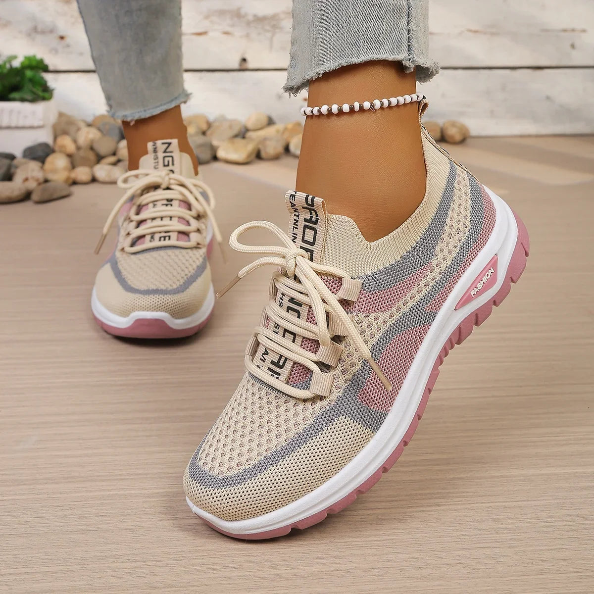 Greta | Two-Tone Breathable Mesh Sneakers