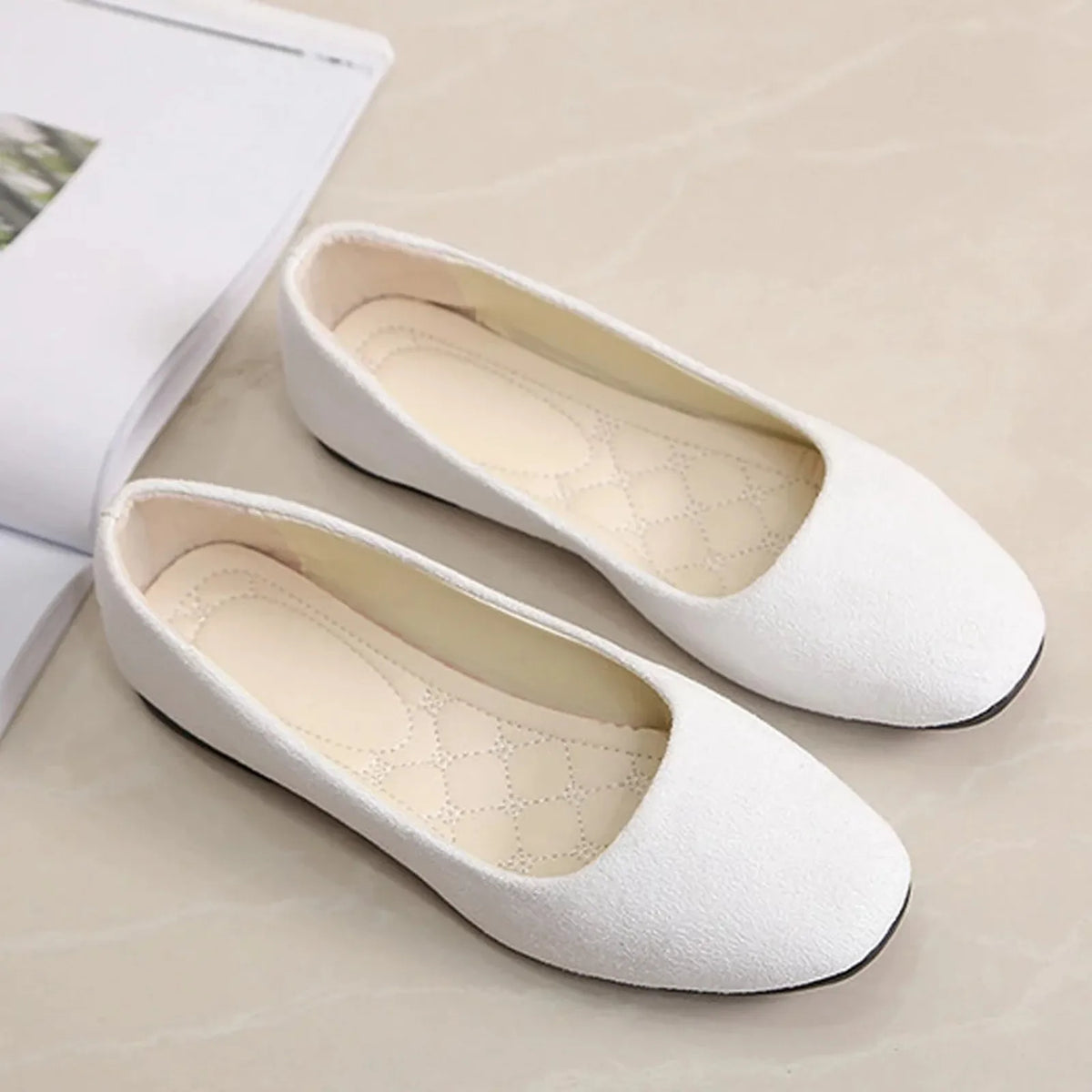 Ginevra | Basic Suede Ballet Flats with Square Toe