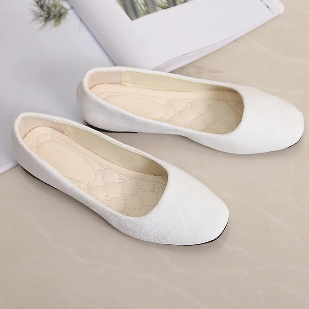 Ginevra | Basic Suede Ballet Flats with Square Toe