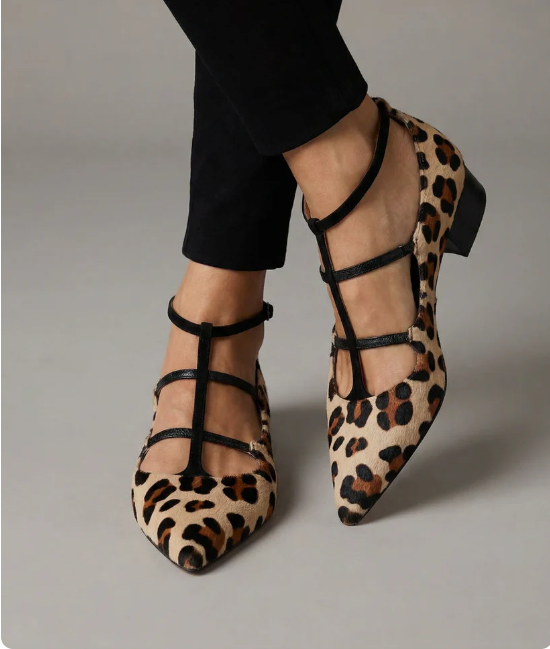Bridget - Heels with Leopard Print Strap