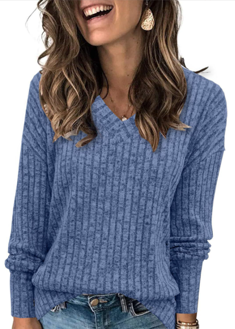 Eva - Women V Neck Oversized Lightweight Knit Sweater