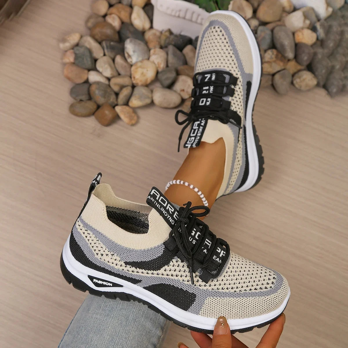 Greta | Two-Tone Breathable Mesh Sneakers