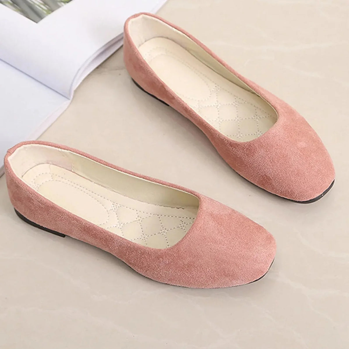 Ginevra | Basic Suede Ballet Flats with Square Toe