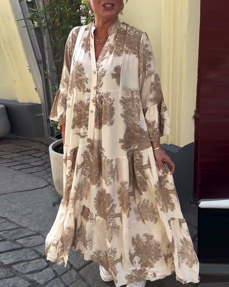 Francesca | Robe longue fluide à imprimé Statement