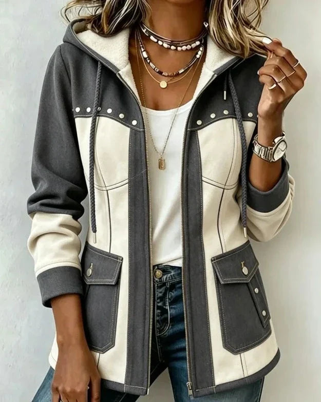 Véronique | Mixed-Fabric Hooded Jacket