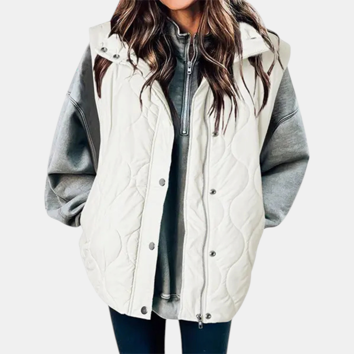 Susan | Women's Puffer Vest Quilted Zip Up Snap Button Sleeveless Coat