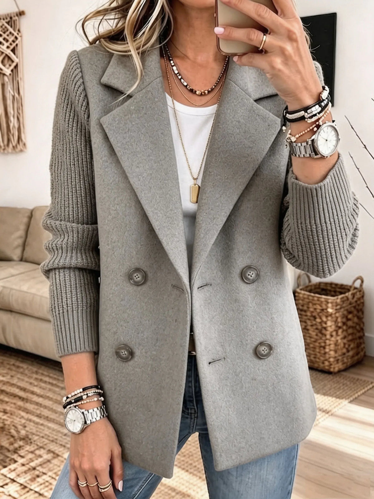 Lucile | Blazer bicolore à manches en maille