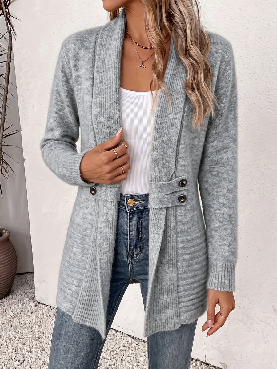 Harlow™ | Ribbed Knit Button-Tab Cardigan