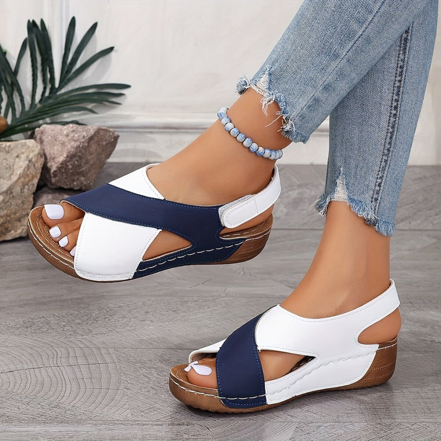 Clara | Sandales confort bicolores à semelle ergonomique